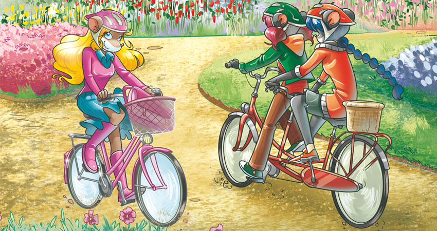 Colette e le Tea Sisters in bici nel parco